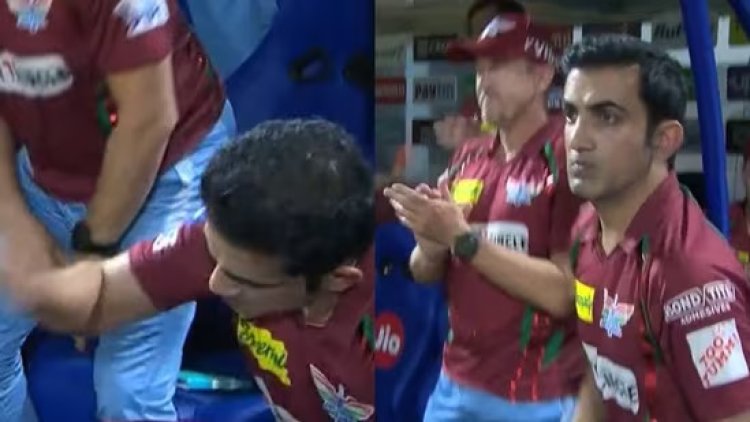 Watch: Gambhir bangs the table repeatedly after LSG survive Rinku storm