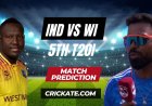 IND vs WI Dream11 Prediction, Playing XI, Pitch Report, H2H Stats, Top Picks | 5TH T20I