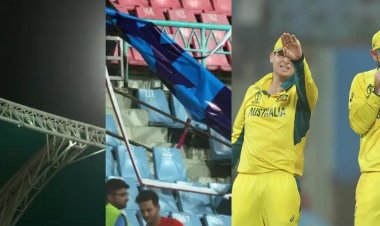 Watch: Fans run away after Hoardings fall during AUS vs SL match at Lucknow